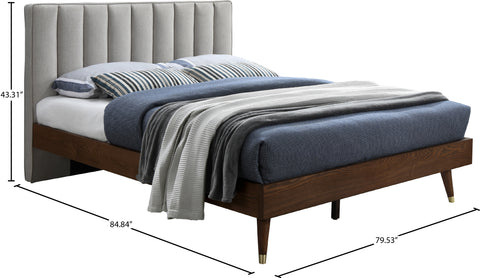 Noelle Beige Linen Textured Fabric Upholstered King Bed, 1 Piece (Style 2)