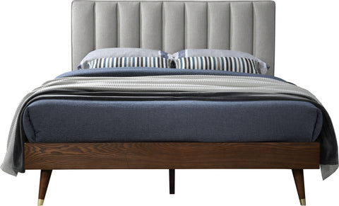 Noelle Beige Linen Textured Fabric Upholstered King Bed, 1 Piece (Style 2)