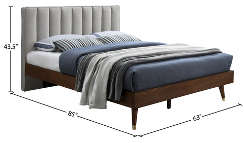 Noelle Beige Linen Textured Fabric Upholstered Queen Bed, 1 Piece (Style 2)