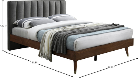 Noelle Grey Linen Textured Fabric Upholstered King Bed, 1 Piece (Style 2) (Style 2)