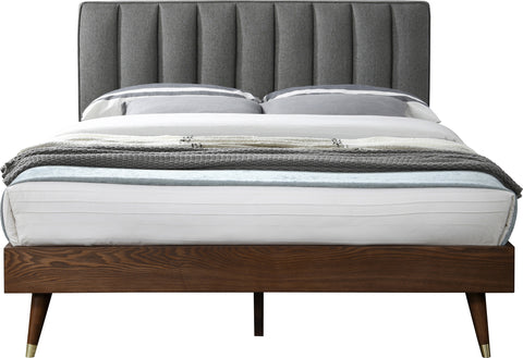 Noelle Grey Linen Textured Fabric Upholstered King Bed, 1 Piece (Style 2) (Style 2)