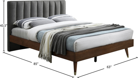 Noelle Grey Linen Textured Fabric Upholstered Queen Bed, 1 Piece (Style 2) (Style 2)
