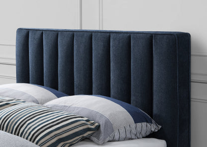 Principessa Navy Linen Textured Fabric King Bed (3 Boxes) K