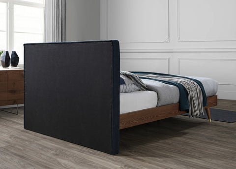 Noelle Navy Linen Textured Fabric Upholstered King Bed, 1 Piece (Style 2)