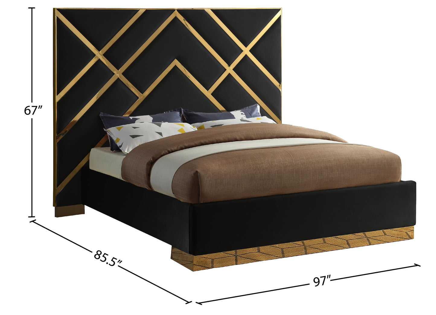 gia black velvet king bed k