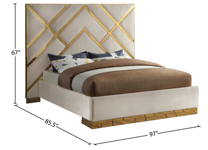 Gia Cream Velvet King Bed K