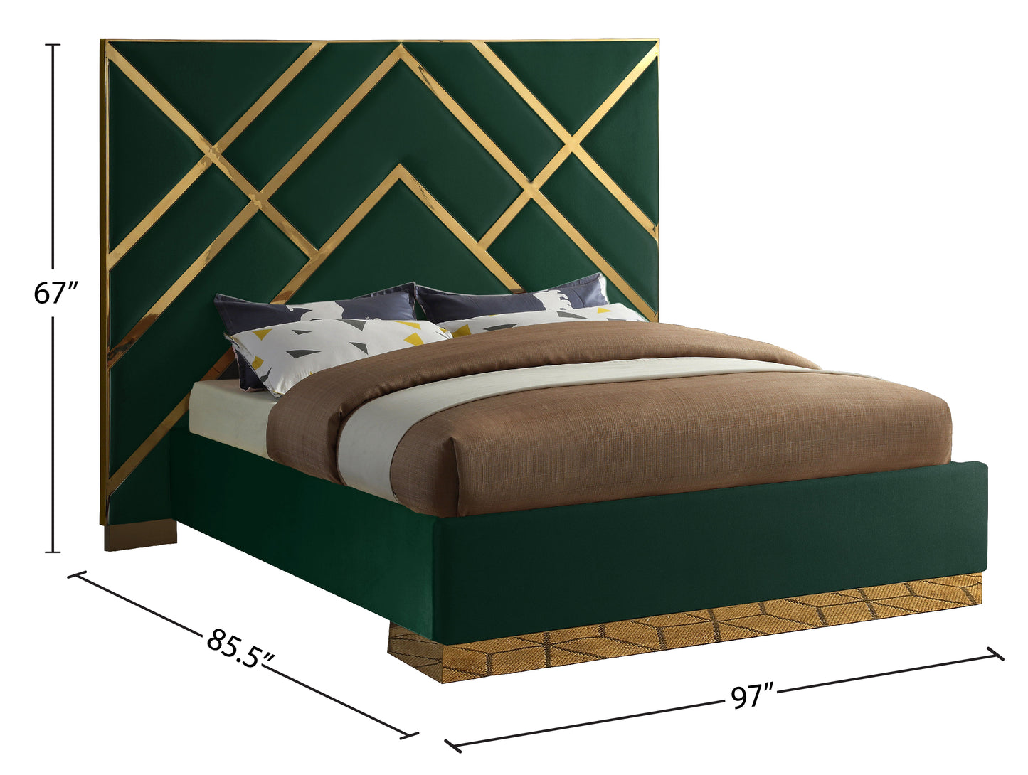 gia green velvet king bed k