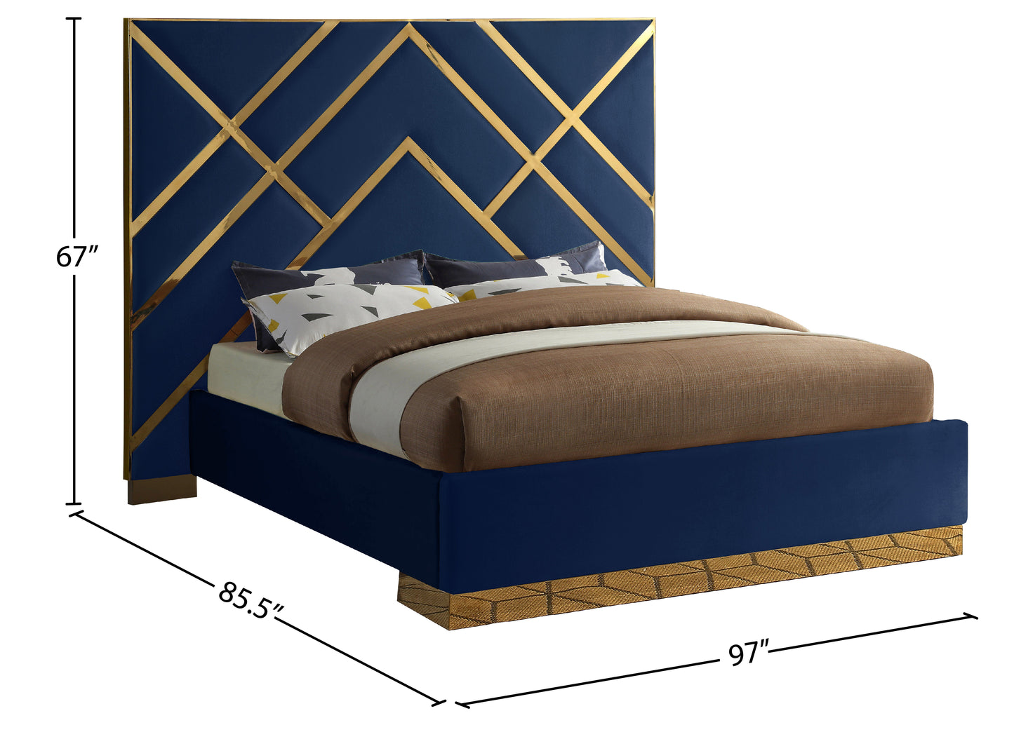 gia navy velvet king bed k