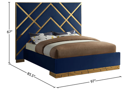 Gia Navy Velvet King Bed K