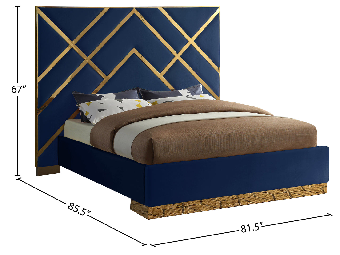 gia navy velvet queen bed q