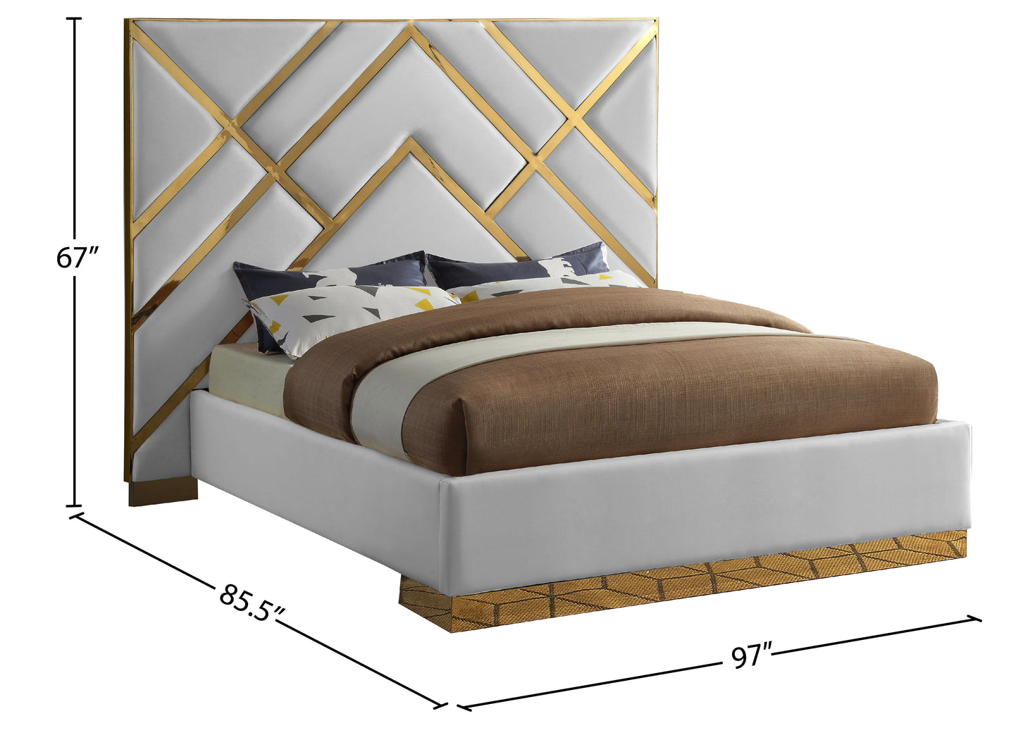 gia white faux leather king bed k