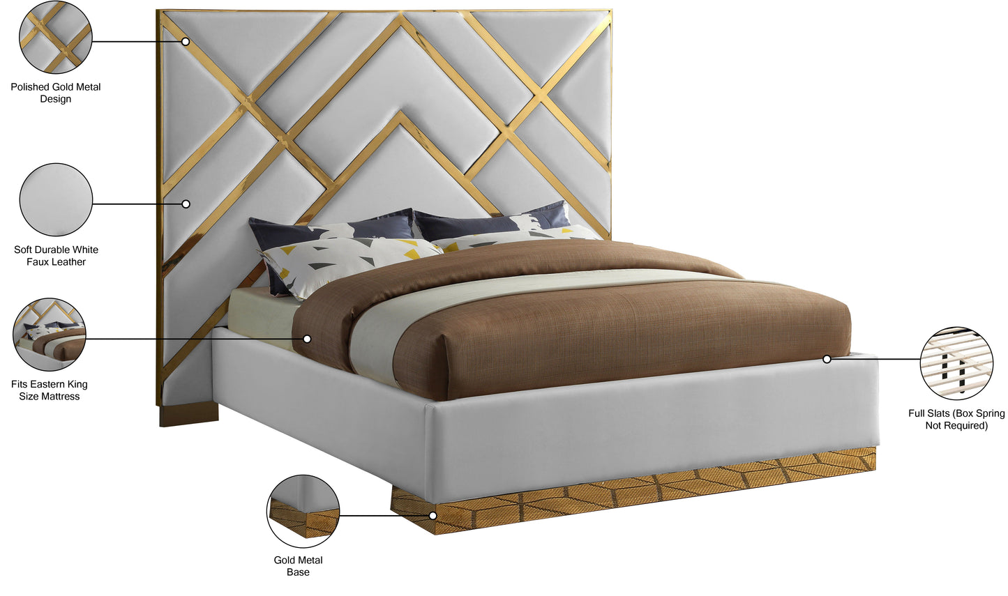 gia white faux leather king bed k