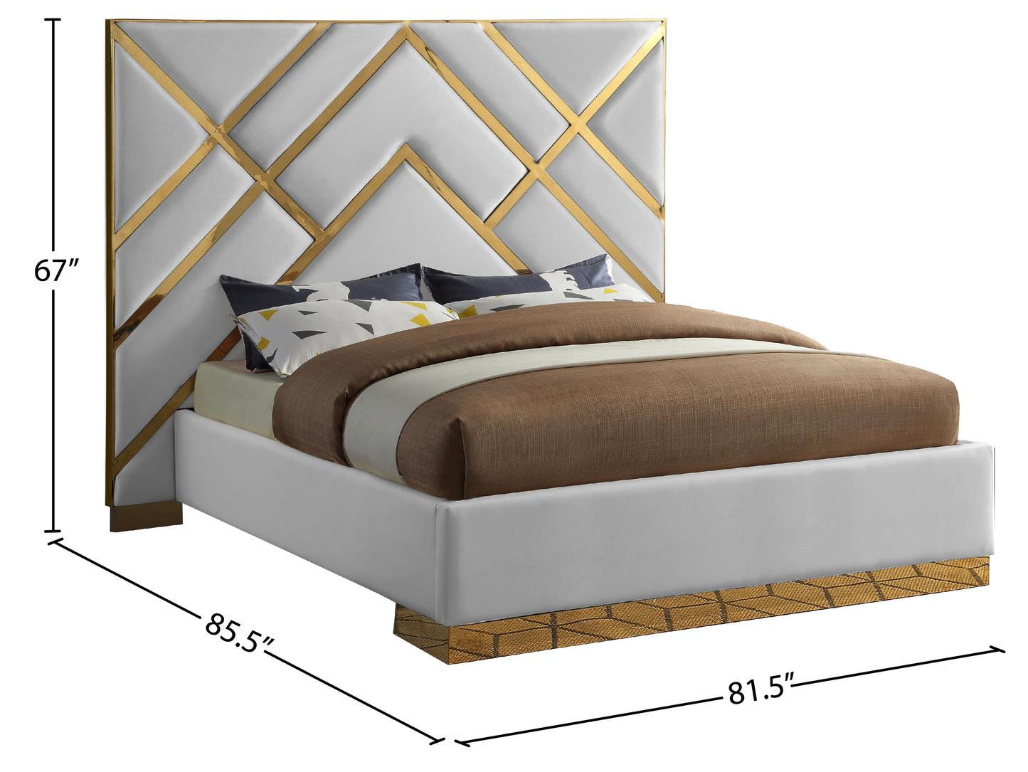 gia white faux leather queen bed q