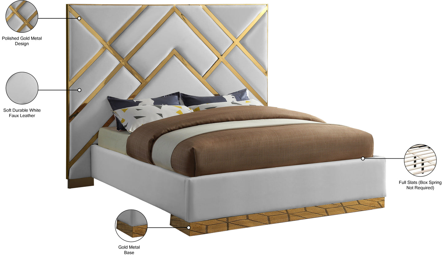 gia white faux leather queen bed q