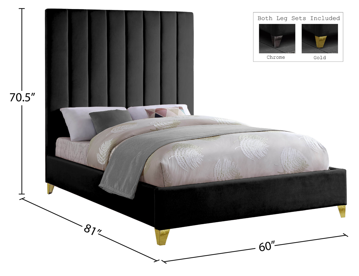 bowen black velvet full bed f