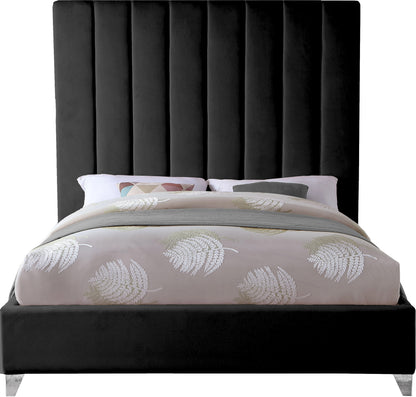 Bowen Black Velvet Full Bed F