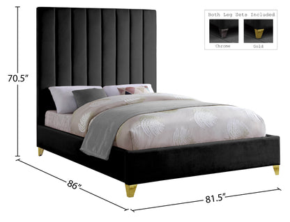 Bowen Black Velvet King Bed K