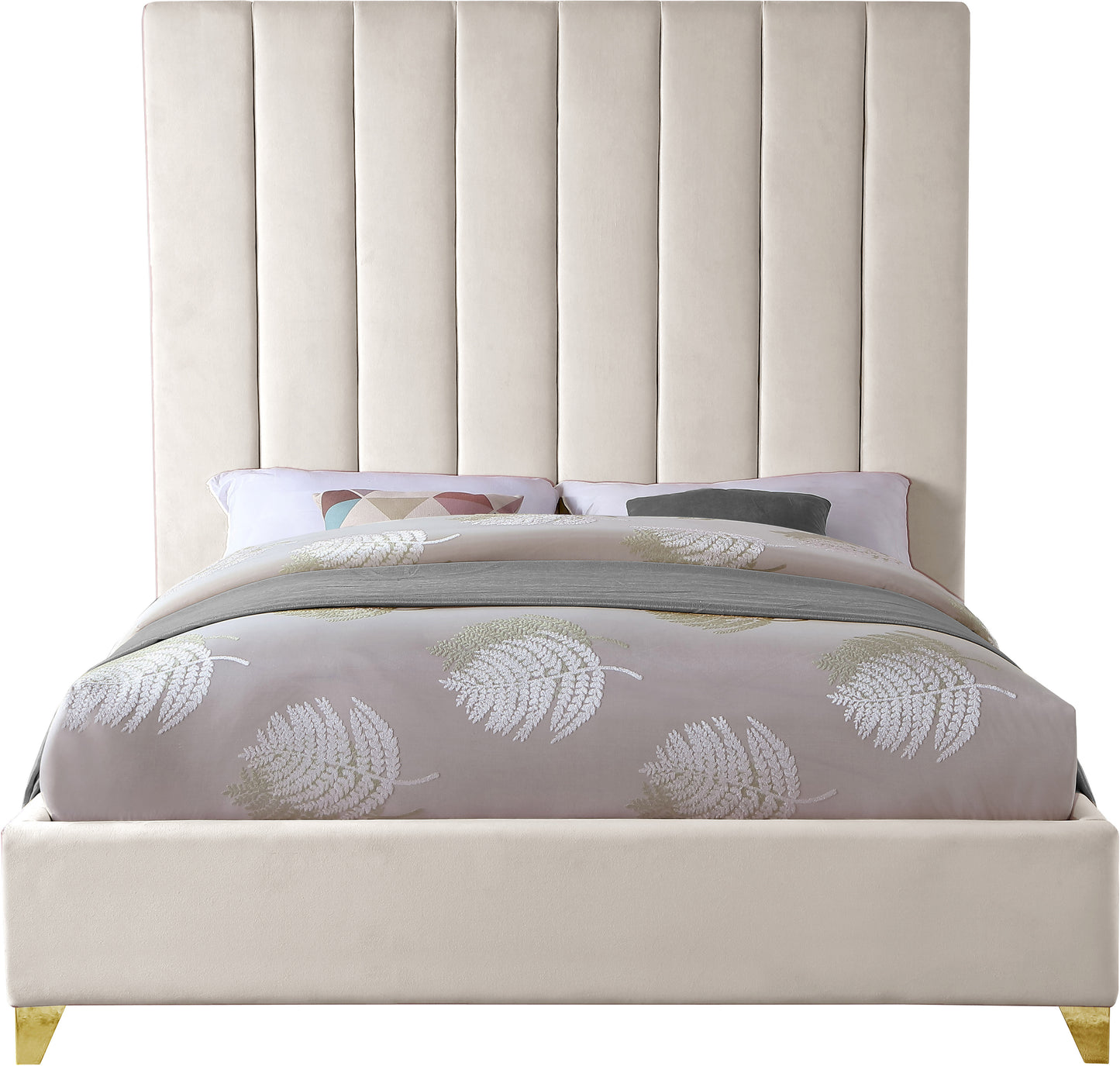 bowen cream velvet queen bed q