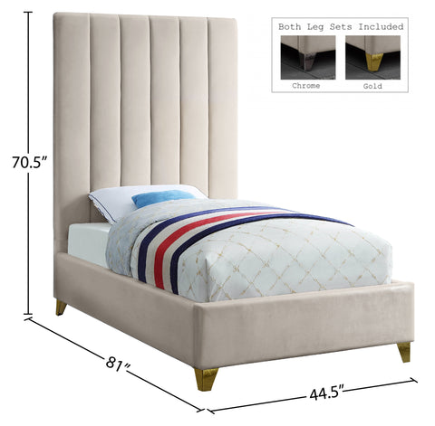 Bowen Cream Velvet Twin Bed T