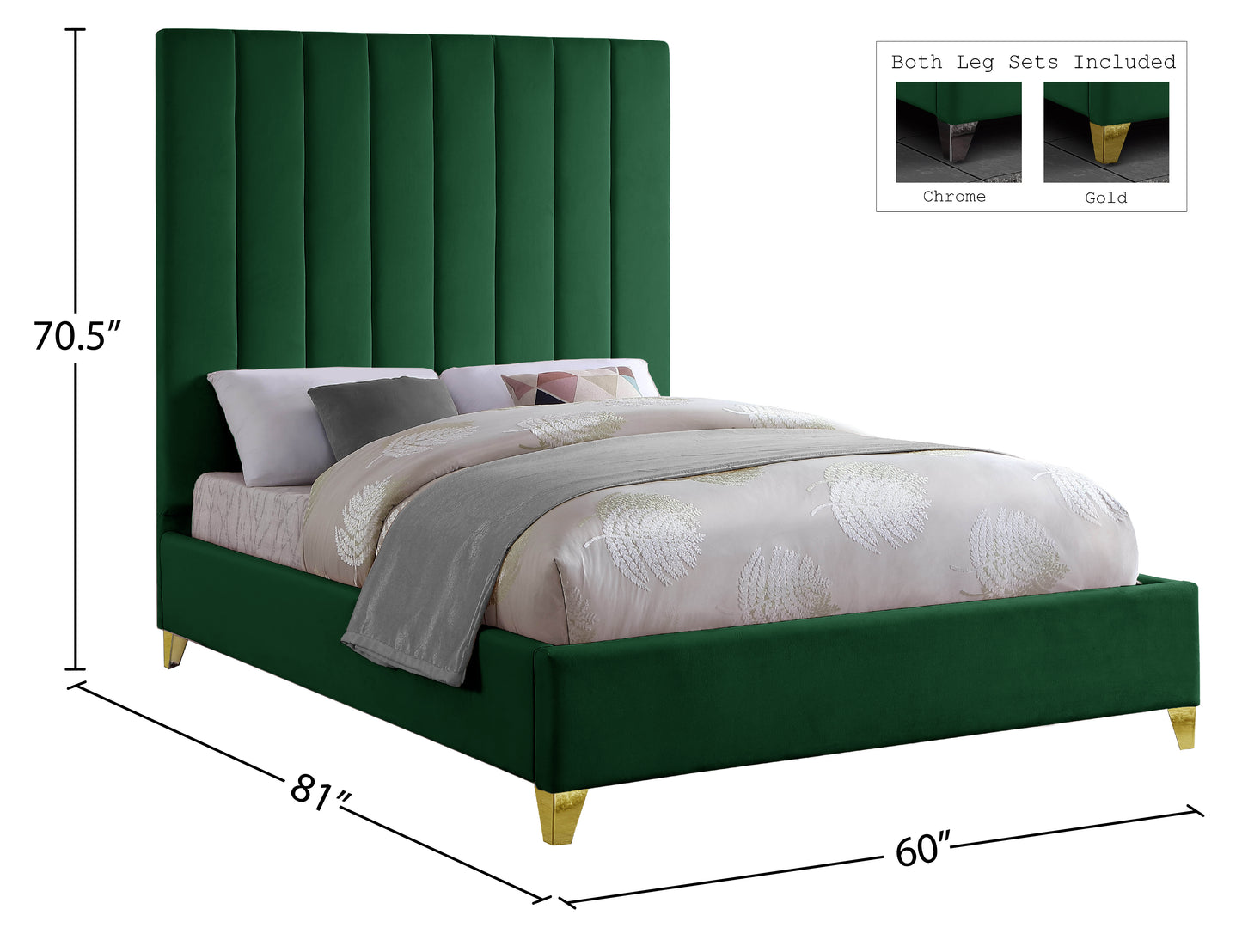 bowen green velvet full bed f