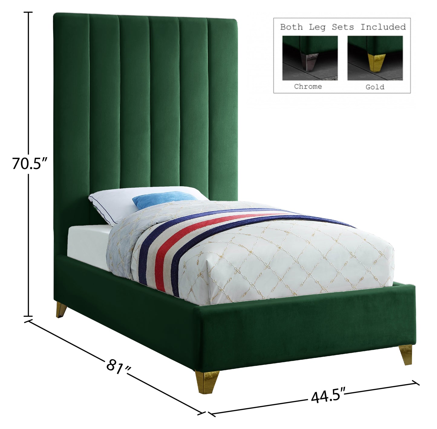 bowen green velvet twin bed t