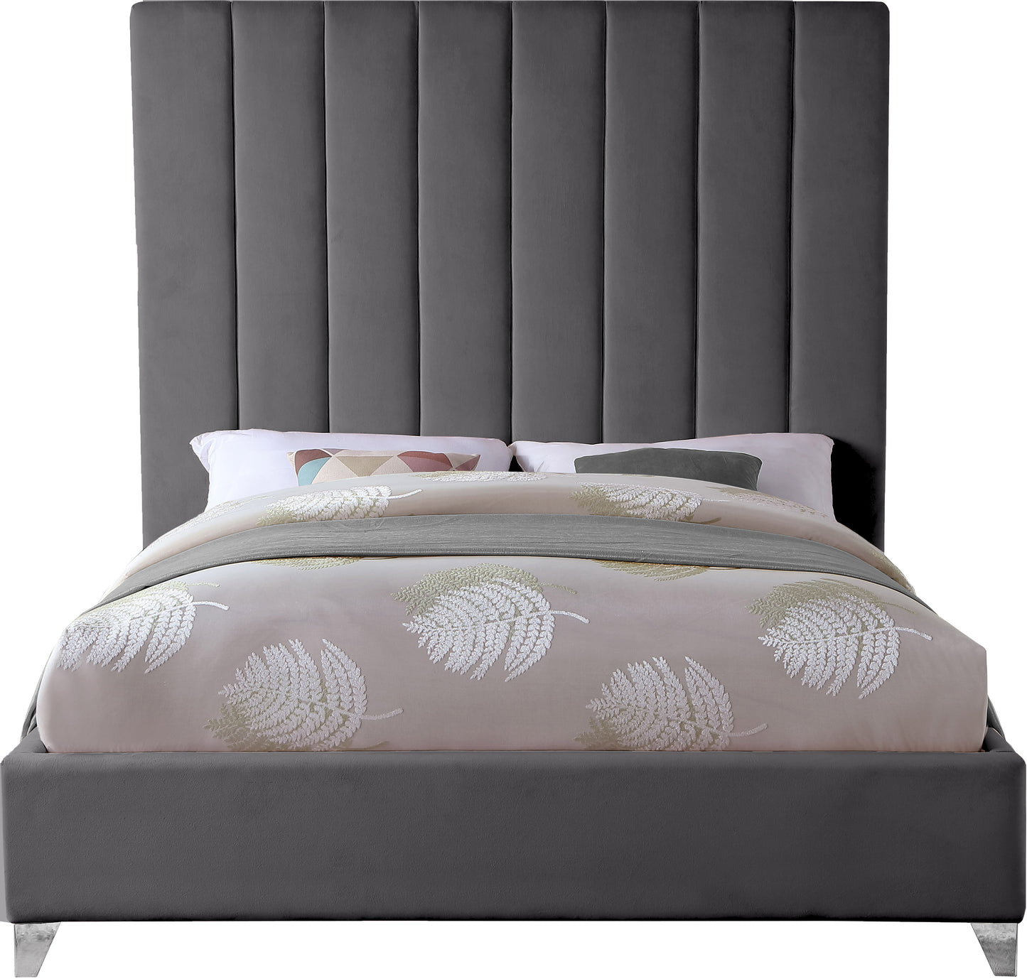 bowen grey velvet full bed f