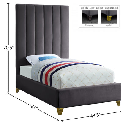 Bowen Grey Velvet Twin Bed T