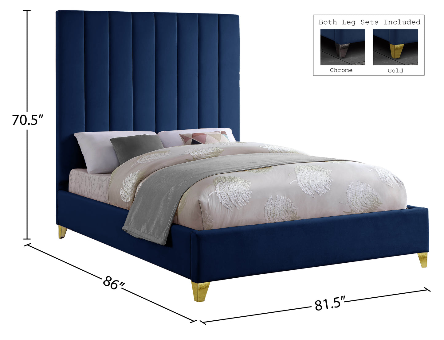 bowen navy velvet king bed k