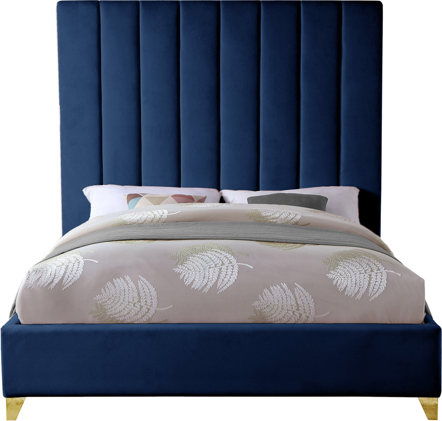 bowen navy velvet queen bed q