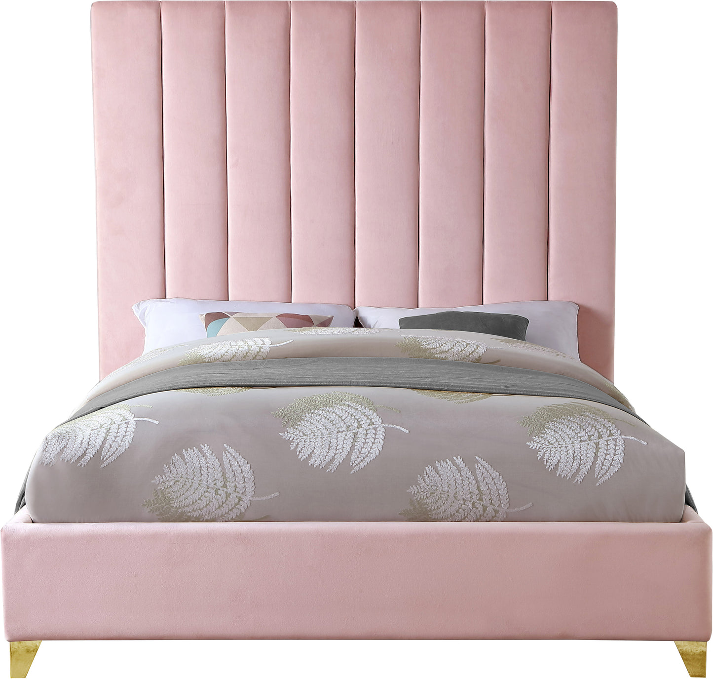 bowen pink velvet king bed k