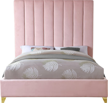 Bowen Pink Velvet Queen Bed Q