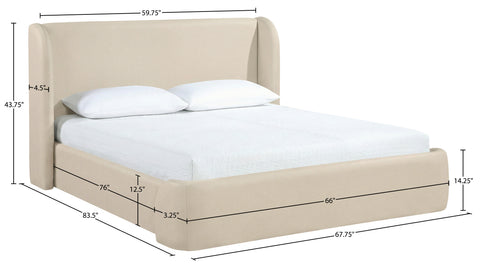 Talia Beige Vegan Leather Upholstered Full Bed, 1 Piece