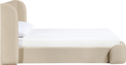 Talia Beige Vegan Leather Upholstered Full Bed, 1 Piece