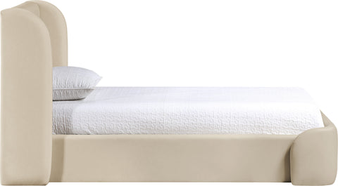 Talia Beige Vegan Leather Upholstered Twin Bed, 1 Piece