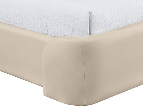 Talia Beige Vegan Leather Upholstered Twin Bed, 1 Piece