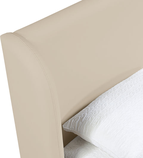 Talia Beige Vegan Leather Upholstered Twin Bed, 1 Piece