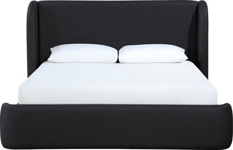 Talia Black Vegan Leather Upholstered King Bed, 1 Piece