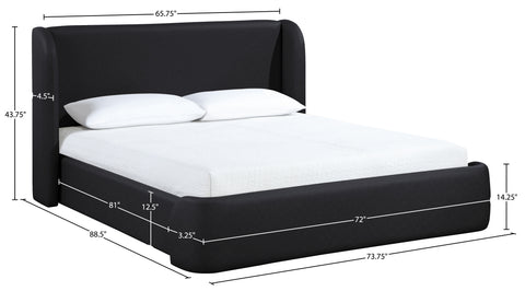 Talia Black Vegan Leather Upholstered Queen Bed, 1 Piece