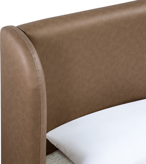 Talia Brown Vegan Leather Upholstered King Bed, 1 Piece