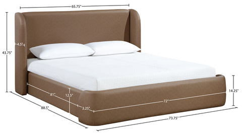 Talia Brown Vegan Leather Upholstered Queen Bed, 1 Piece