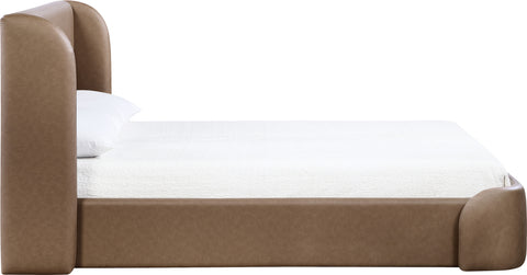 Talia Brown Vegan Leather Upholstered Queen Bed, 1 Piece