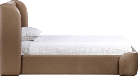 Talia Brown Vegan Leather Upholstered Twin Bed, 1 Piece
