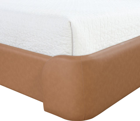 Talia Cognac Vegan Leather Upholstered King Bed, 1 Piece