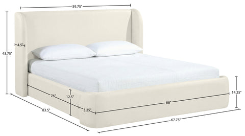 Talia Cream Vegan Leather Upholstered Full Bed, 1 Piece
