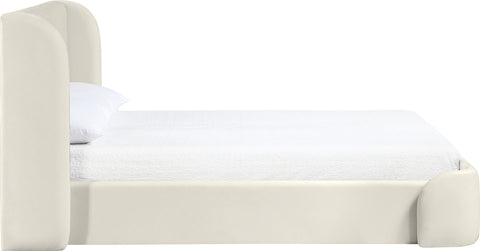 Talia Cream Vegan Leather Upholstered King Bed, 1 Piece