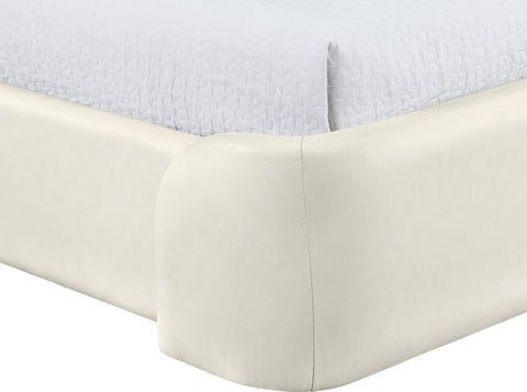 Talia Cream Vegan Leather Upholstered King Bed, 1 Piece