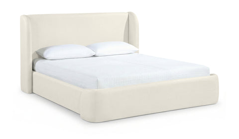 Talia Cream Vegan Leather Upholstered Queen Bed, 1 Piece