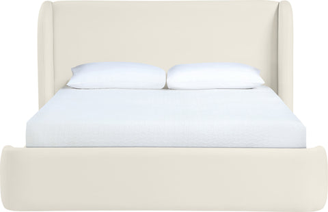 Talia Cream Vegan Leather Upholstered Queen Bed, 1 Piece