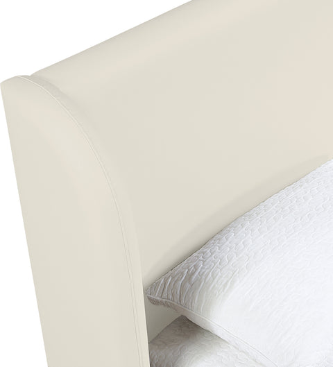 Talia Cream Vegan Leather Upholstered Queen Bed, 1 Piece
