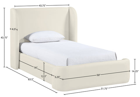 Talia Cream Vegan Leather Upholstered Twin Bed, 1 Piece